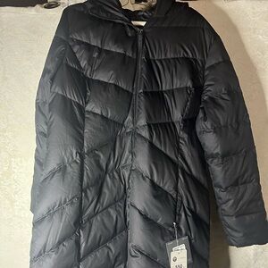 Eddie Bauer Black 550 Goose Down Puffer Long Full Zip Jacket Fill Power Size XL